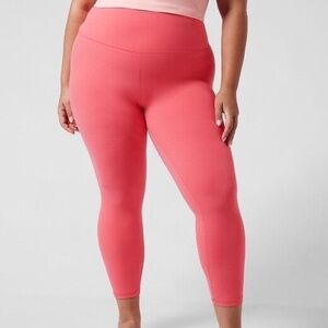 Athleta Transcend 7/8 Tights Plus Size 1X Coral Pink Yoga Gym VITAFREE NWOT NEW